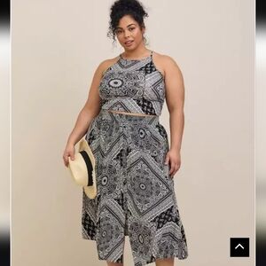 Tea Length Challis Button Front Skirt